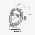Anillo ovalado irregular minimalista en acero inoxidable plateado para un look elegante - Ovalado Irregular Hueco / Plateado