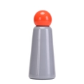 Insulated stainless steel water bottle in grey finish with a bright orange spherical cap - 500ml / Orange Grey