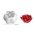 White succulent flower silicone mold with finished red candle display, 9cm diameter - Succulent No. 7