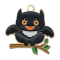 Cartoon black owl charm with orange eyes on branch for DIY jewelry and keychains - 1pc Black Branch Owl (25x25mm)