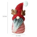 Christmas gnome plush with red knit hat, reindeer antlers, and 25cm height dimension - Red Hat Antler Rudolph Striped