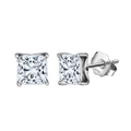 Elegant S925 sterling silver stud earrings featuring high-grade square-cut zircon stones - Lze19-p