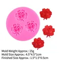 Silikonform für Mini-Rosen in Pink, Gewicht 15g und Durchmesser 4.5cm für DIY Handwerk - 6# Dreifache Rosen C (17-16) / Rosa