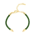 Handcrafted dark green braided rope bracelet with gold lobster clasp and extension chain - Bracelet: 58-qw001