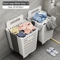 Set of 2 extra-large white grey foldable wall-mounted laundry baskets with hollow holes - Grey - XL 2-Pack