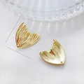 Macro shot of 14k gold-plated irregular heart square earrings showing front and back detail - 6# Fan Stripe - 1 Pair