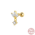 925 sterling silver gold screw back cartilage earring with marquise zircon leaf design - #18 Leaf Design / Gold-Single