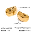 Detailansicht der goldenen unregelmäßigen Bohnenohrstecker in poliertem Edelstahl-Stil - Bohnenförmige Ohrstecker (JDEW2408033)