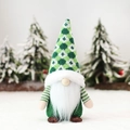 Gnome de Noël en peluche avec veste à paillettes vertes et bonnet tricoté à losanges - Décoration de Gnome Mâle (D-BJ90)