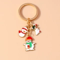 Detail eines Weihnachts-Schlüsselanhängers mit Schneemann-, Enten- und Socken-Anhängern - Weihnachtsschneemann-Socke