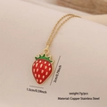 Collana con pendente a fragola rossa in rame e acciaio inossidabile con info peso e misure - 2# Fragola