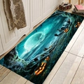 Halloween bath mat featuring pumpkins and a full moon on a dark blue flannel surface - 40x60cm / Jack-O'-Lantern Moonlight