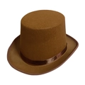 Classic brown felt top hat with a matching satin ribbon band for elegant stage costumes - Coffee / Size L - Hat Circumference 58cm - Hat Height 13cm