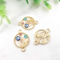 Ciondoli a cuore occhio del male dorati in smalto colorato per bracciali DIY - Evil Eye (14583)