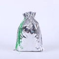 Holographic laser silver 3D Christmas drawstring gift bag with snowflake patterns - 42*29 Silver Iridescent