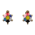 Cute colorful enamel turtle stud earrings in gold finish with vibrant shell details - Colorful