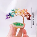 Handmade 7-chakra crystal tree of life with colorful stone leaves and quartz base - 7 Chakra Phoenix Tail Tree (7 Branches)