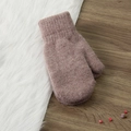 Guanti in maglia di pelliccia di coniglio rosa cipria con fodera in pile per l'inverno - Taglia unica / Rosa Antico