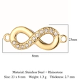 Gouden roestvrijstalen infinity-connector met strass voor DIY-sieraden 23x8mm - Oneindigheid Stijl met Rijnsteentjes (VC742) / Goud