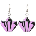 Pink and black crystal geometric earrings with Halloween skull heart dark style - 15 Pink Black Crystal Geometry