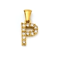 Pendentif lettre P en acier inoxydable doré serti de zircons brillants pour collier - Lettre P (SP148G-P)