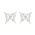 Elegant silver hollowed-out butterfly stud earrings in polished stainless steel for women - Style 262 / Steel