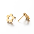 Boucles d'oreilles fleurs minimalistes en acier inoxydable avec finition dorée - Fleur Creuse / Or