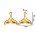 Golden whale tail pendant for DIY jewelry, measuring 25.5mm by 25mm with 3mm hole - Gold Mermaid Tail-521