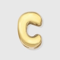 3D balloon-style letter C pendant in gold finish with a polished metallic texture - Letter C / 14K Gold
