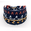 Elastic wide headband with blue and orange African print featuring silhouette patterns - Style 3