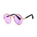 Retro round pet sunglasses with purple lenses and rose gold metal frame for dogs and cats - Purple Round Frame
