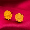 Gold-plated brass flower stud earrings with intricate hollow design on red silk - Style 9 Hollow Floral Stud Earrings (1 Pair With Backs)
