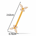 18K gold plated titanium nipple ring with marquise zircon butterfly ends, 2.62cm length - Butterfly Design (T2548-3#) / Gold