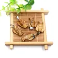 Five hand-carved natural stone angel pendants with unique brown jasper textures and metal bails - Picture Jasper