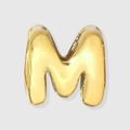 3D balloon style gold capital letter M pendant with a polished metallic finish - Letter M / 14K Gold