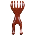 Handcrafted sandalwood five-tooth scalp massage comb with natural wood grain - Rake Frog Massager