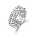 Luxe S925 sterling zilveren ring bezet met drie rijen sprankelende moissanite stenen - US Maat 9 / Moissanite 1.7mm