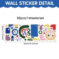 Bunte geometrische Wandtattoo-Set mit 68 abstrakten PVC-Aufklebern für die Wohndekoration - Buntes geometrisches Muster (30*90cm)