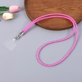 Detailed view of pink glitter phone lanyard with metal clasp and transparent connector - Rose Red