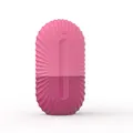 Pink silicone ice roller for face with textured radial ridges and capsule design - New Shell Rose Red