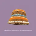 Handmade striped knit cloche hat in orange and brown with scalloped edges - M (56-58cm) / Contrast Knit Orange Coffee