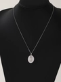 Silver Virgin Mary necklace with colorful micro-pave cubic zirconia on black model stand - Silver White Zirconia (TP-04042-02)