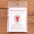 Pocket Hug heart charm with red enamel in silver frame and sentiment greeting card - Silver Hollow Red Heart Pendant
