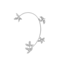 Silver butterfly ear cuff with sparkling rhinestones and small pearl accents - Silver I Style Left