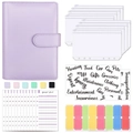Set raccoglitore budget A6 in pelle PU viola con buste a zip e fogli di cassa - Set Viola Macaron