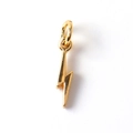 Close-up of a small gold-plated lightning bolt pendant with zircon for DIY jewelry - Lightning 05