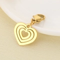 Close-up of golden hollow heart pendant with lobster clasp on a beige textured background - Triple Concentric Hollow Heart Style (KLJ6980-Z)