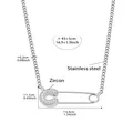 Silver stainless steel paperclip necklace with zircon pavé C-letter charm in polished finish - Letter C Paperclip Zircon Necklace / Steel