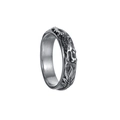 Detailed view of vintage silver dragon relief ring with oxidized scales and textures - US 8 / Silver
