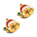 Colgante de hombre de jengibre navideño en esmalte dorado con gorro rojo para joyería - Personaje de estrella dorada